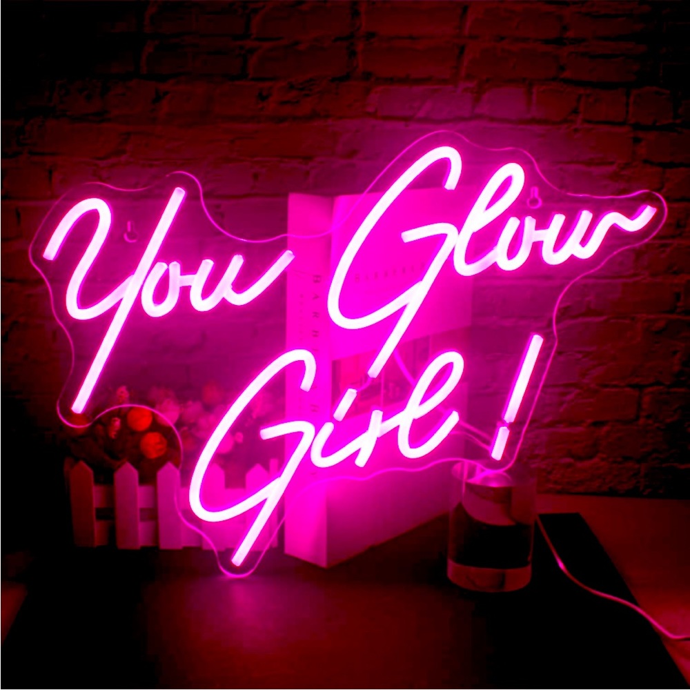 You Glow Girl Neon Pink Light Decor Bedroom/Living Room Dorm Wall Party Cute LED